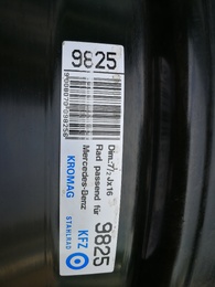 Mercedes E acélfelni 16X7.5J, 5X112X66.6. ET41  KFZ9825
